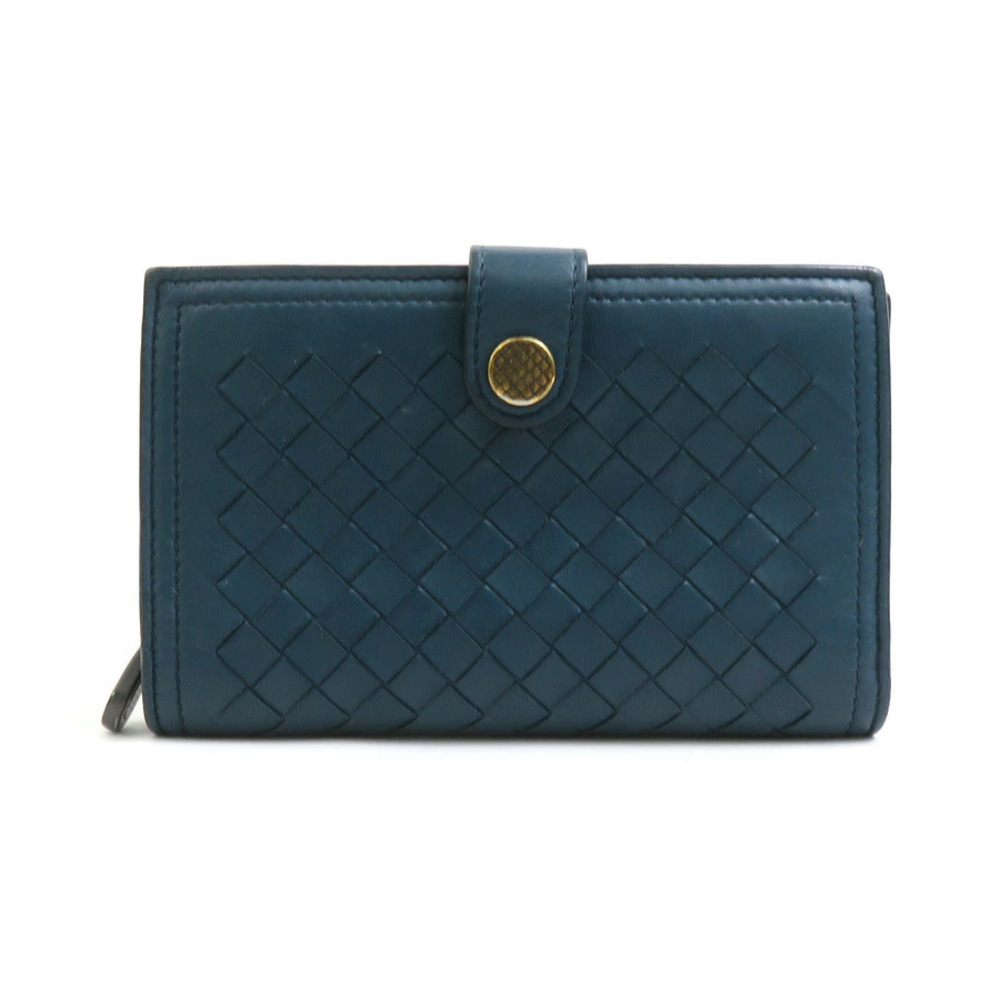 Bottega Veneta bi fold wallet Intrecciato leather green blue